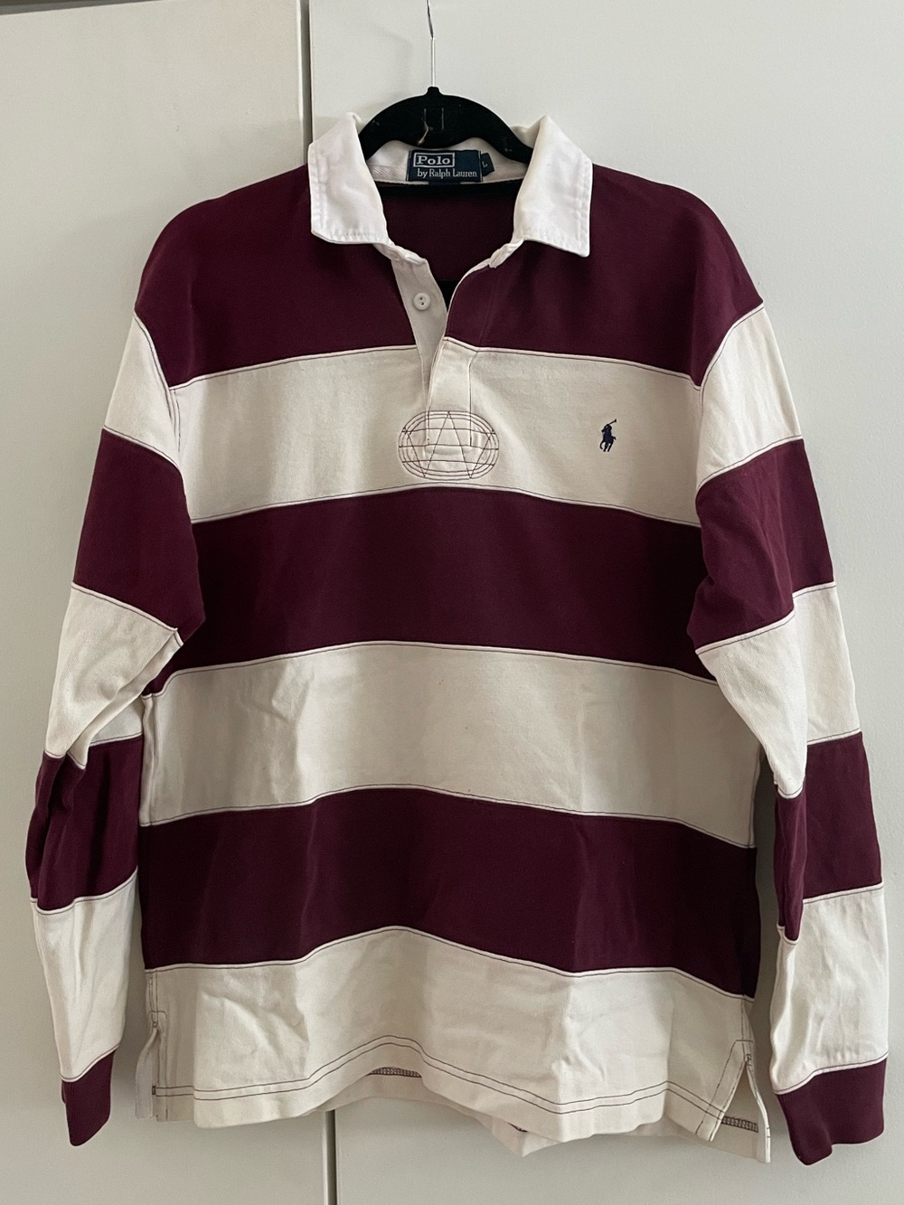 Vintage Polo Ralph Lauren Rugby Stripe Collared Polo Long Sleeve